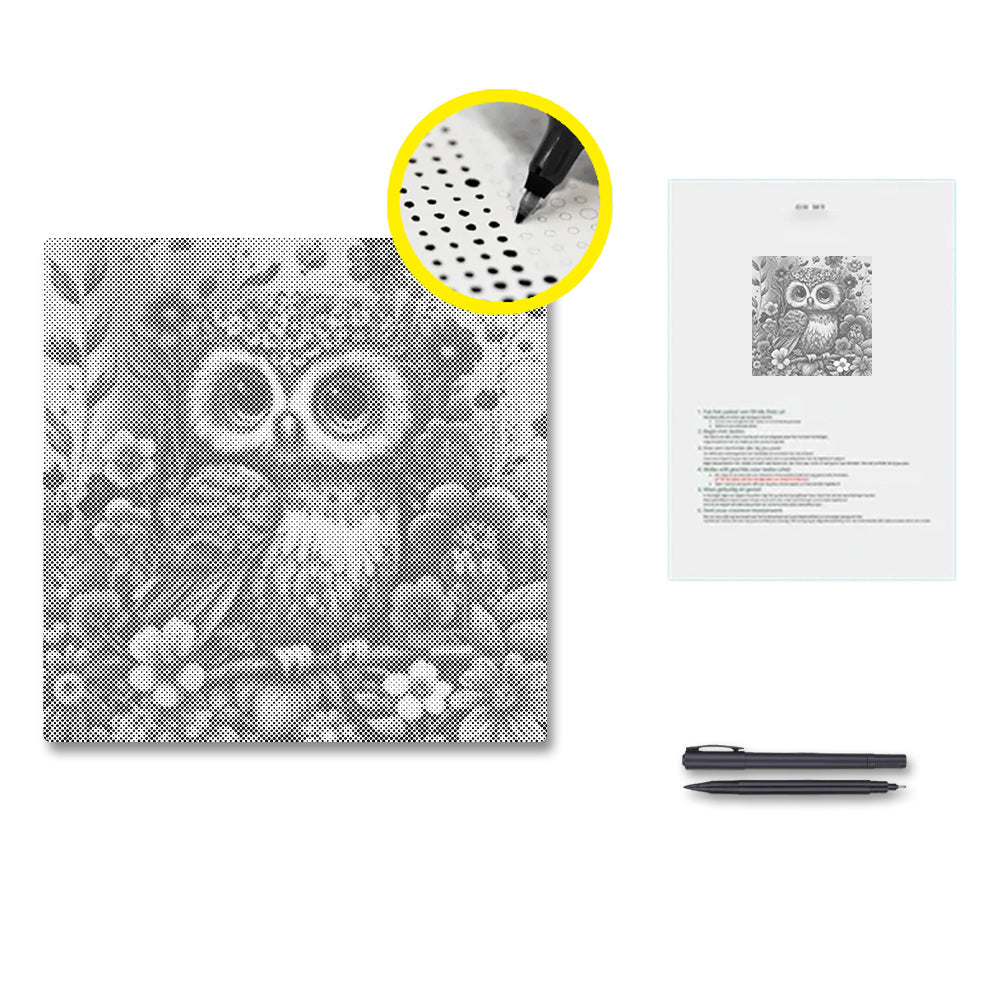 Soft and Cute Baby Owl - Pintura por puntos