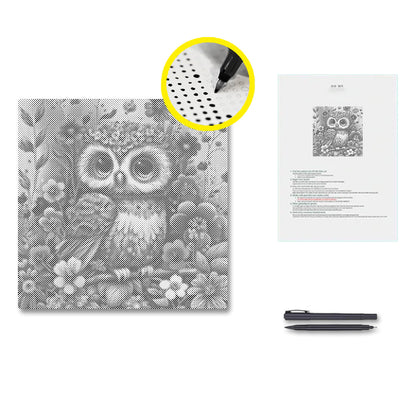 Soft and Cute Baby Owl - Pintura por puntos