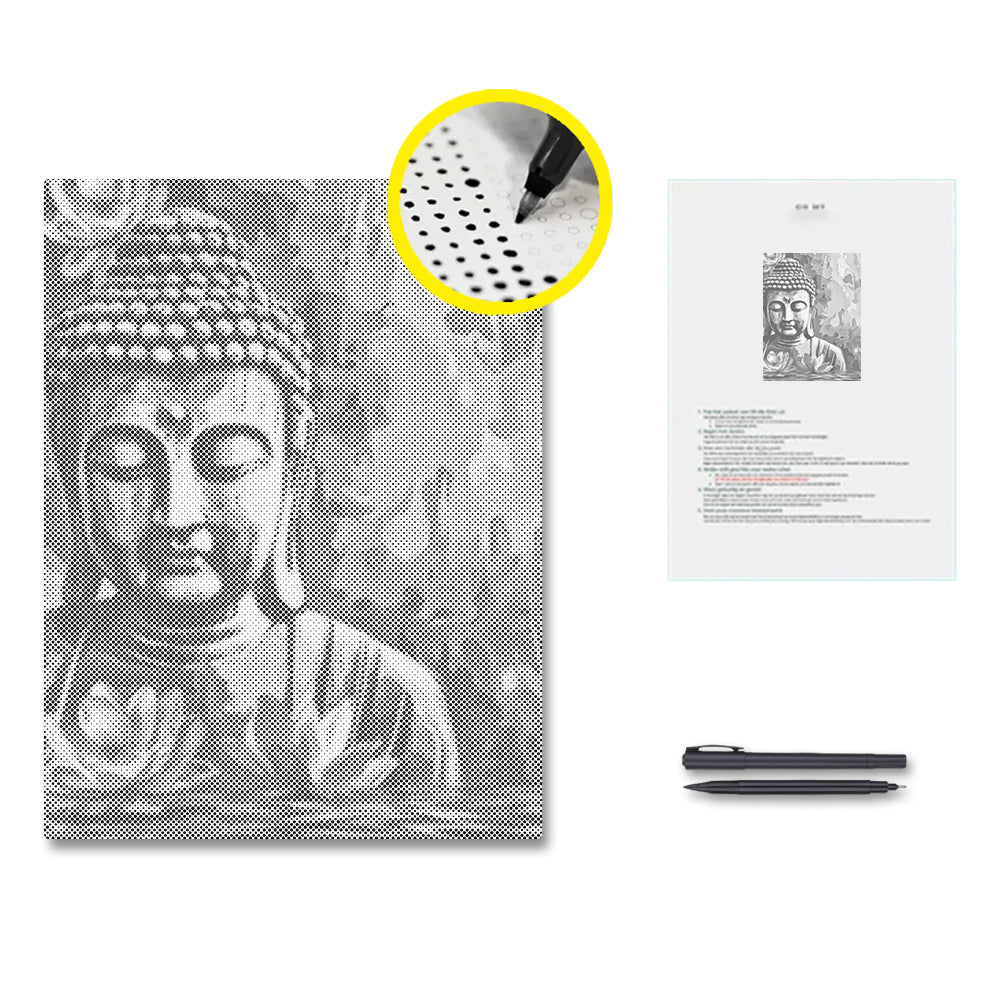 Buddha with Flower - Pintura por puntos