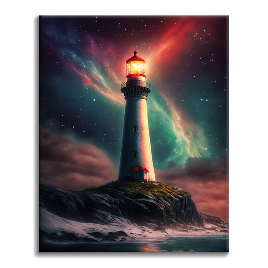 Faro Y Auroras Boreales - Pintar por Números