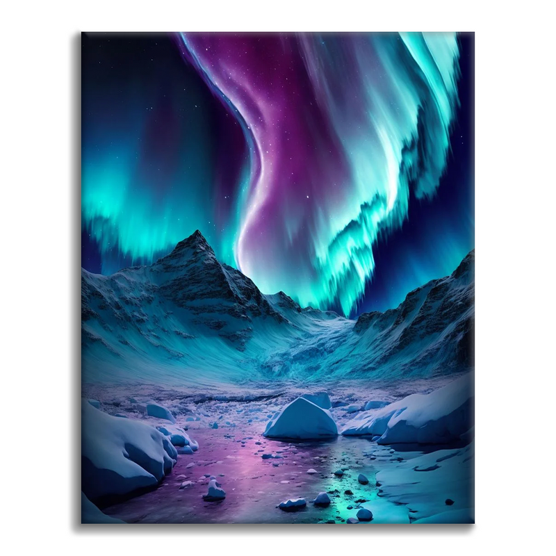 Aurora boreal azul - Pintar por Números