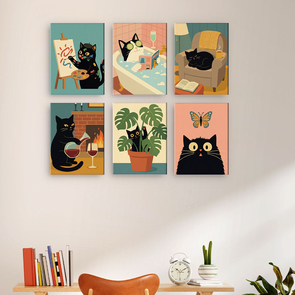 Gato negro tranquilo - Pintar por números