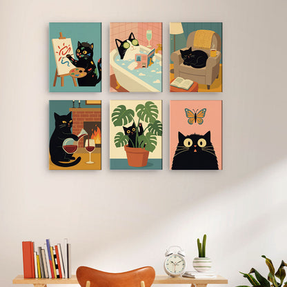 Gato negro tranquilo - Pintar por números