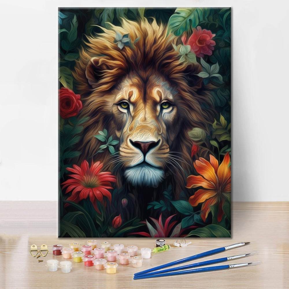 Follaje y furia león - Pintar por Números
