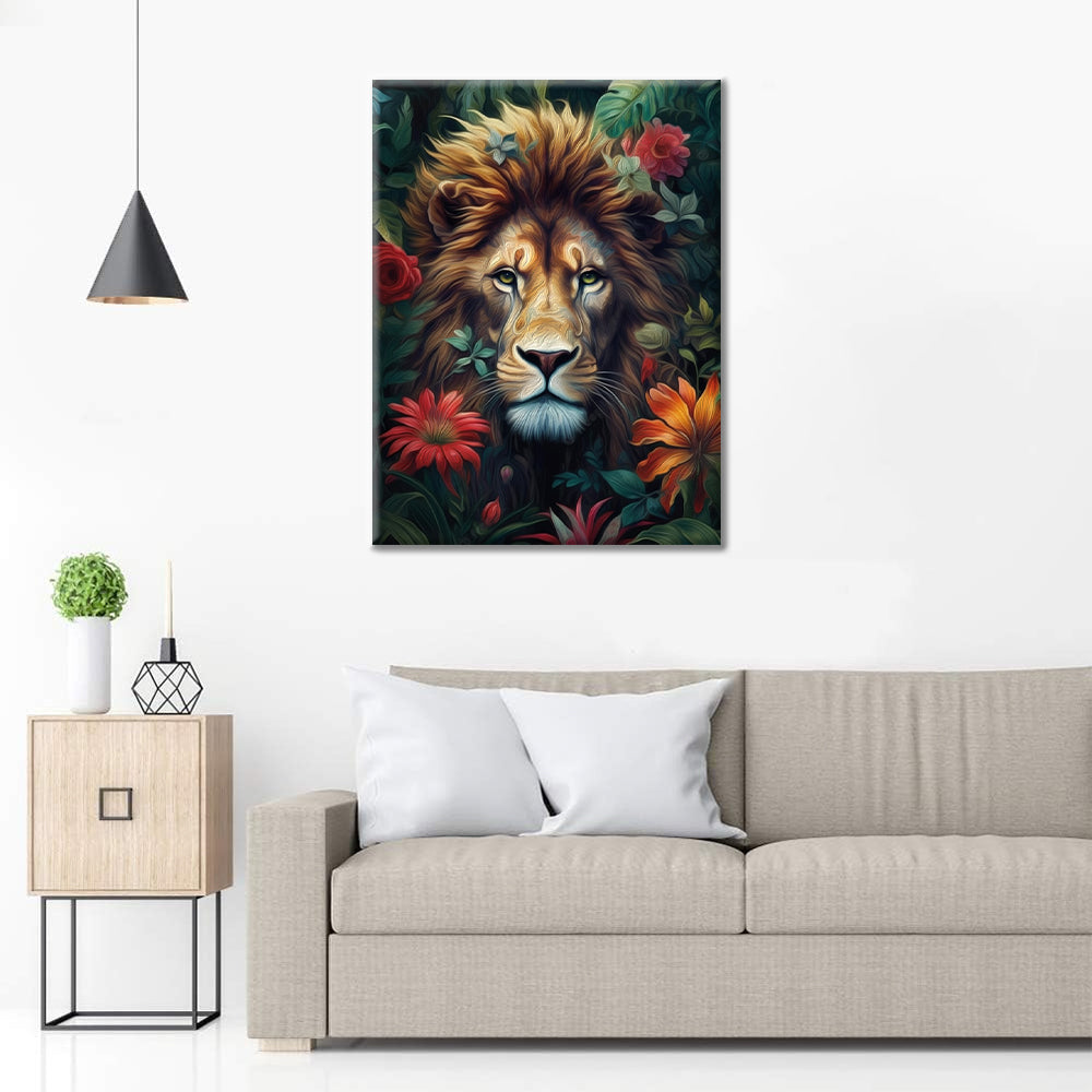 Follaje y furia león - Pintar por Números