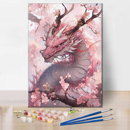 Dragón de flor de cerezo - Pintar por Números