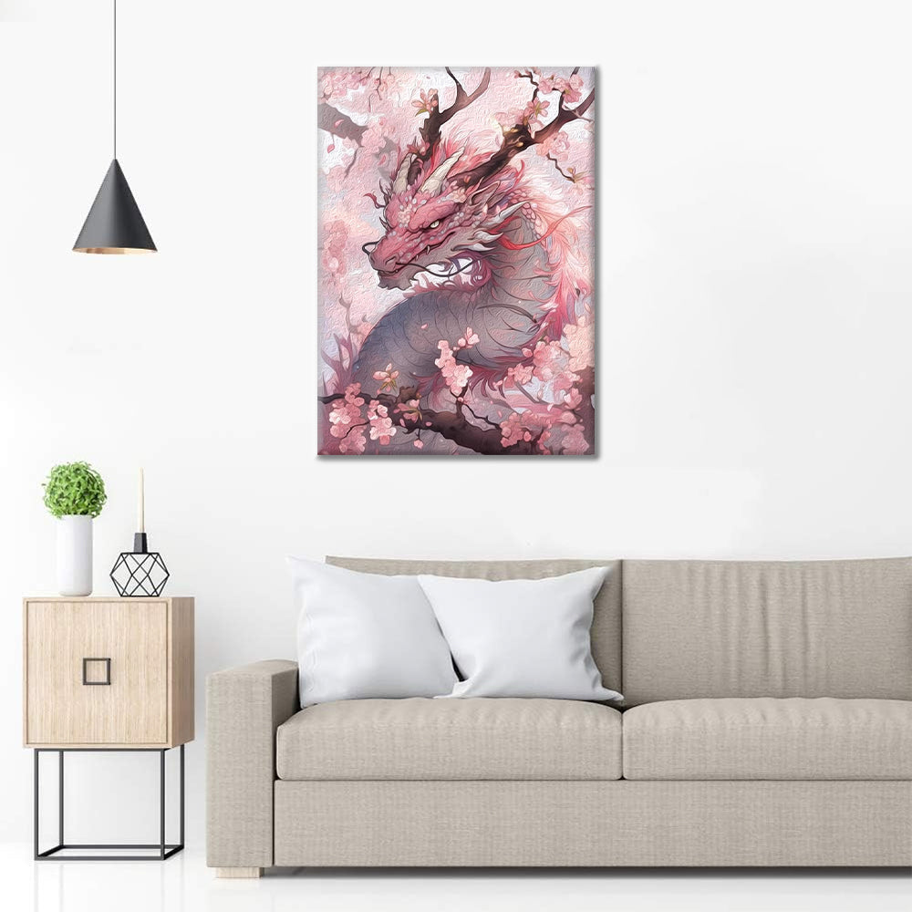Dragón de flor de cerezo - Pintar por Números