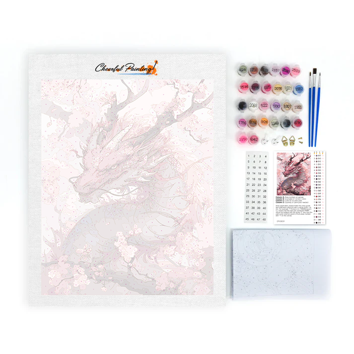 Dragón de flor de cerezo - Pintar por Números