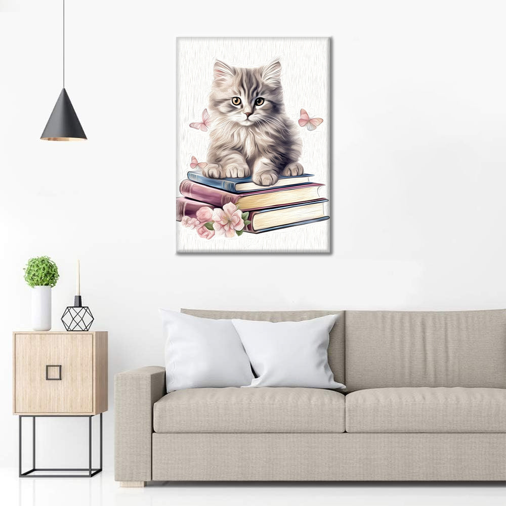 Lindos gatos con libros - Pintar por Números