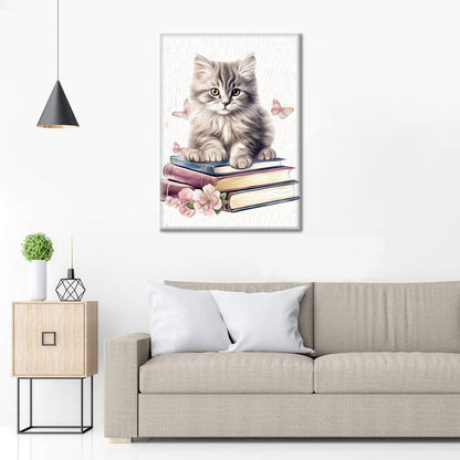 Lindos gatos con libros - Pintar por Números