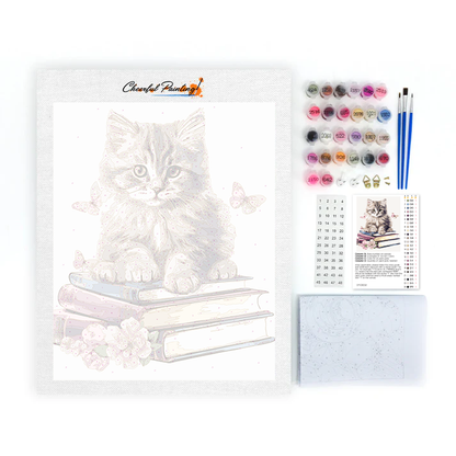 Lindos gatos con libros - Pintar por Números