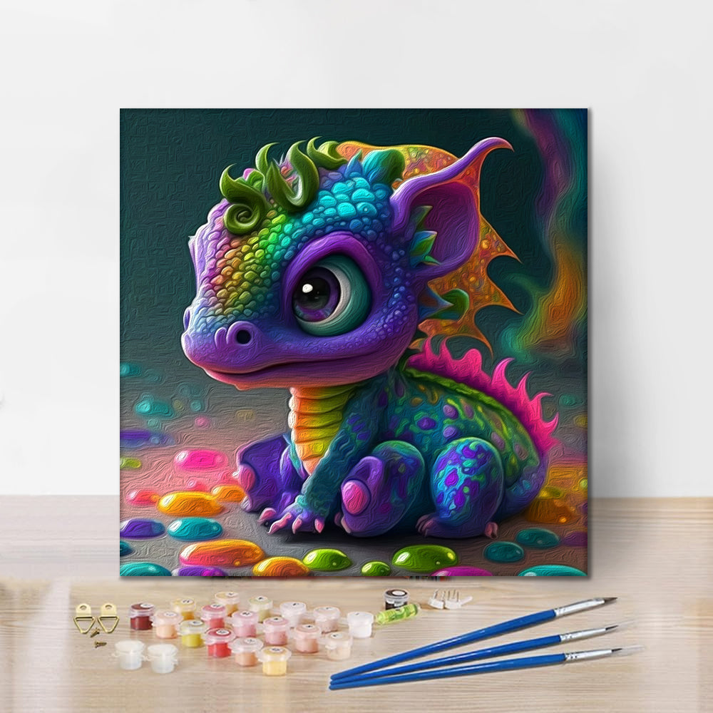 Lindo pequeño dragón - Pintar por Números