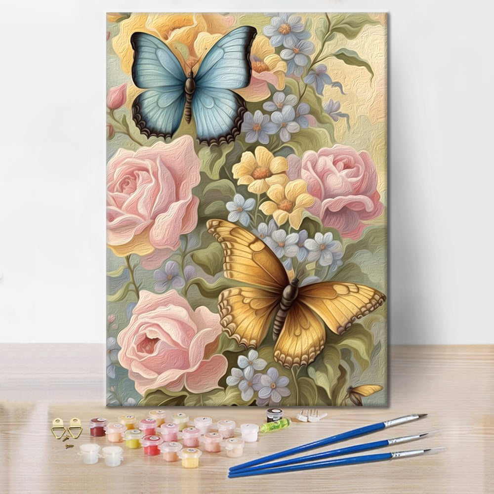 Flores y mariposas - Pintar por Números