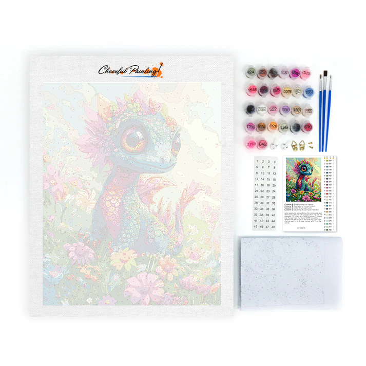 Encantador Dragón Arcoíris En Flor - Pintar por Números