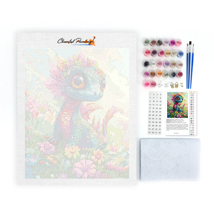 Encantador Dragón Arcoíris En Flor - Pintar por Números