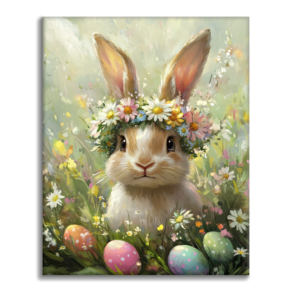 Conejo con Corona de Flores - Pintar por Números