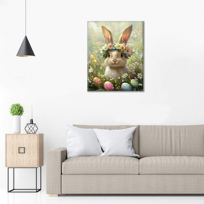 Conejo con Corona de Flores - Pintar por Números