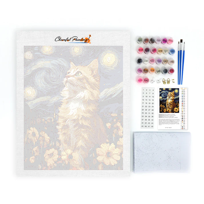 Gato Noche Estrellada - Pintar por Números