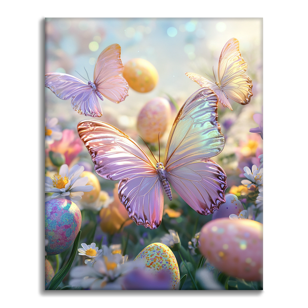 Mariposas y Huevos de Primavera - Pintar por Números