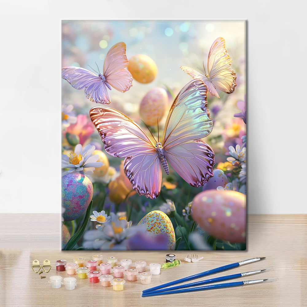 Mariposas y Huevos de Primavera - Pintar por Números