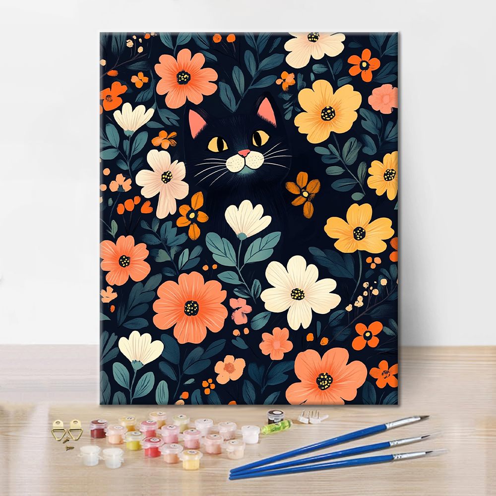 Gato Negro al Escondite - Pintar por Números