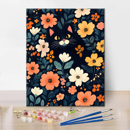 Gato Negro al Escondite - Pintar por Números