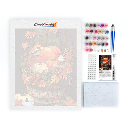 Hojas de pájaro de calabaza de otoño - Pintar por Números