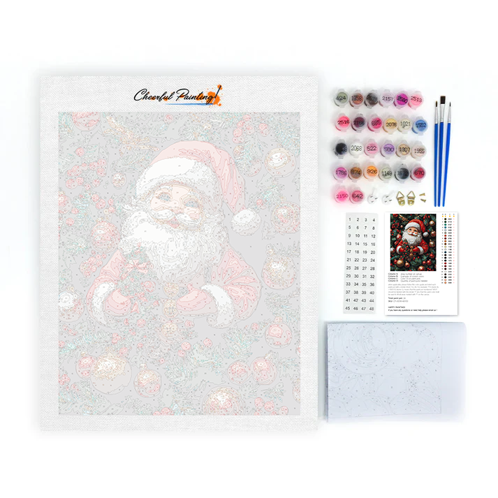 Papá Noel Alegre Entre Decoraciones Festivas - Pintar por Números
