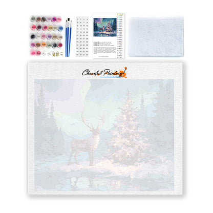 Reno y árbol de Navidad – Pintar por números