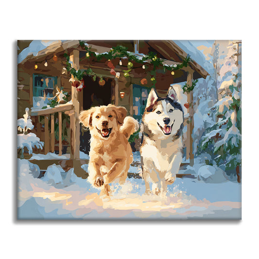 Perros de nieve – Pintar por números