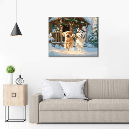 Perros de nieve – Pintar por números