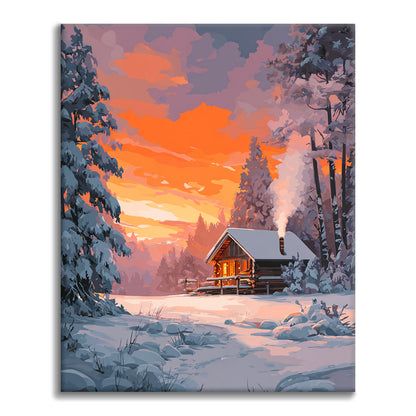Cabaña de invierno – Pintar por números