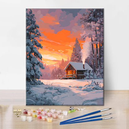 Cabaña de invierno – Pintar por números