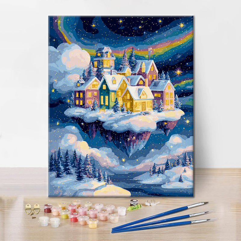 Pueblo invernal – Pintar por números