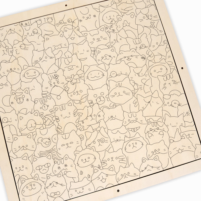 Gatitos - Puzzle de madera para colorear
