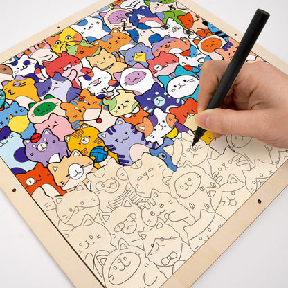 Gatitos - Puzzle de madera para colorear