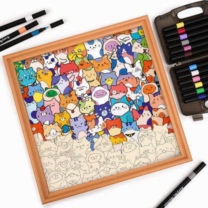 Gatitos - Puzzle de madera para colorear