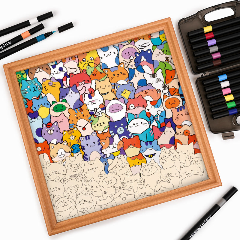 Gatitos - Puzzle de madera para colorear