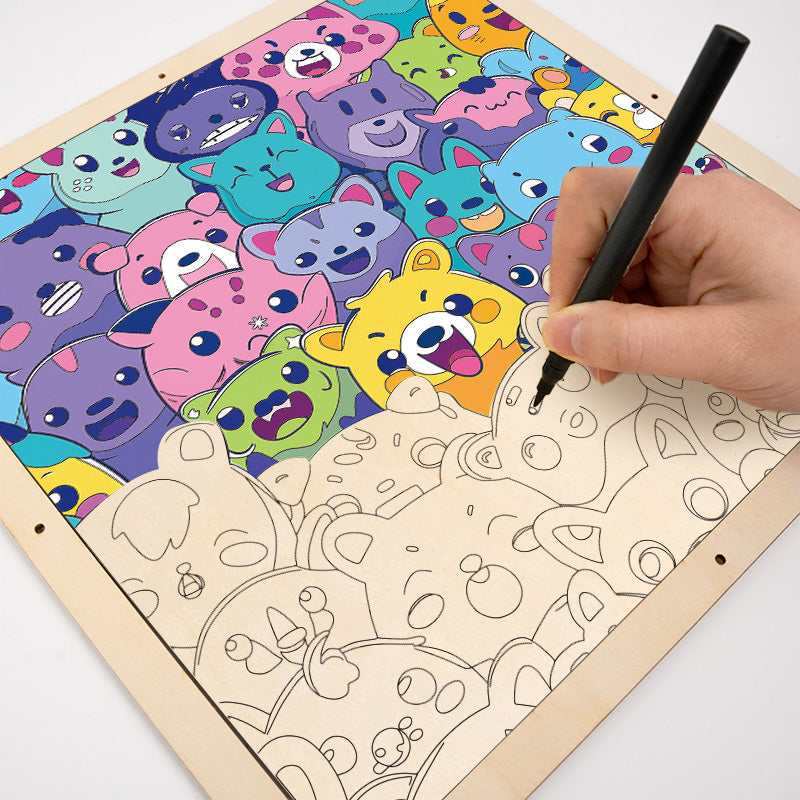 Pandilla Salvaje - Puzzle de madera para colorear