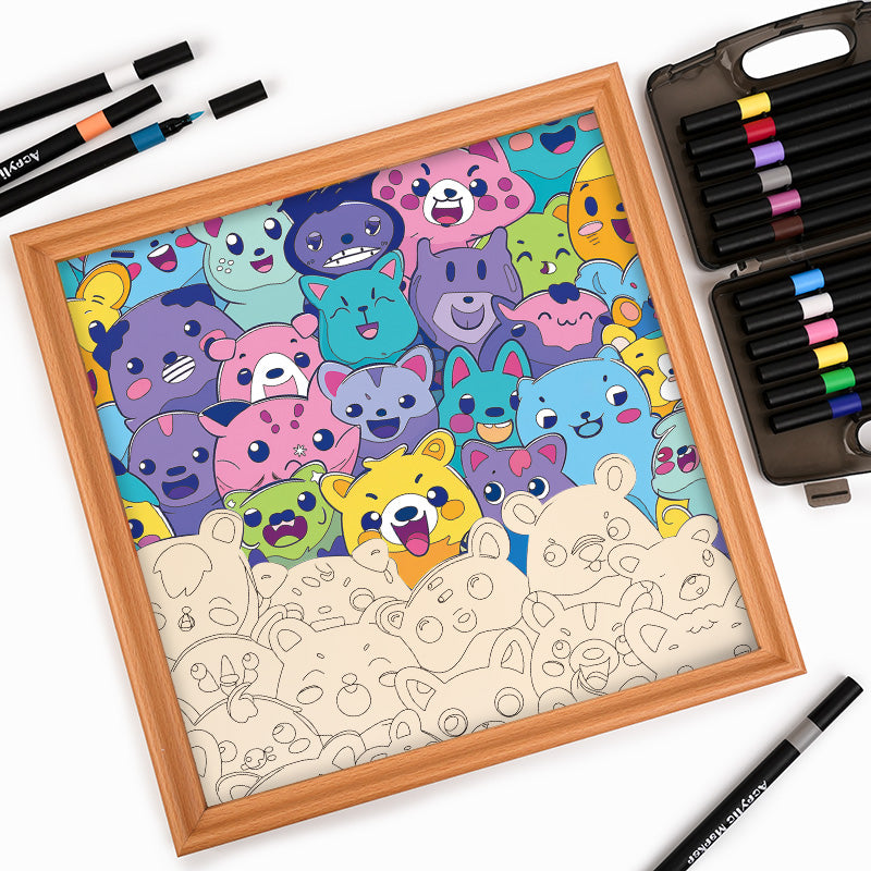 Pandilla Salvaje - Puzzle de madera para colorear