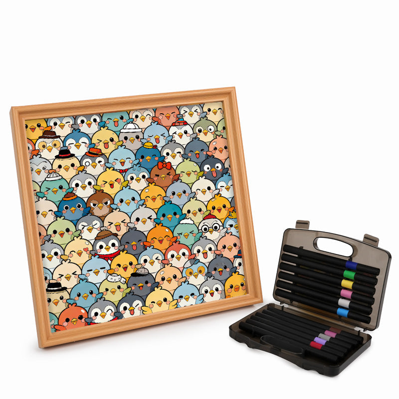 Pájaros - Puzzle de madera para colorear