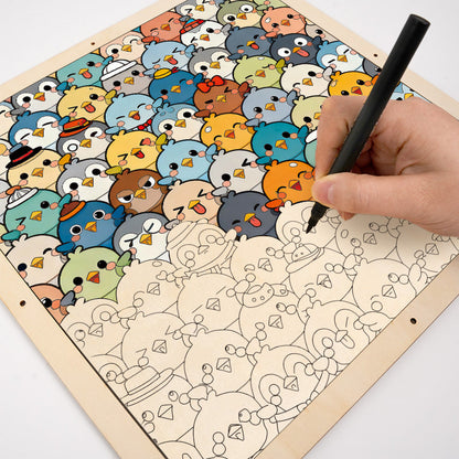 Pájaros - Puzzle de madera para colorear