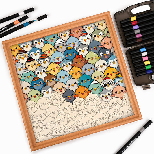 Pájaros - Puzzle de madera para colorear