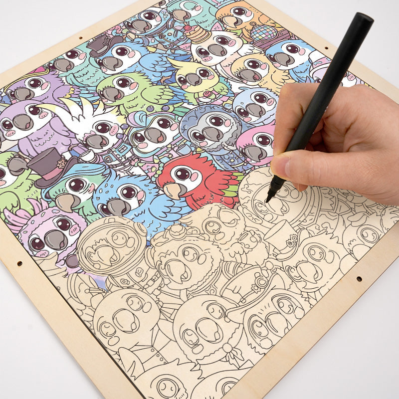 Periquito - Puzzle de madera para colorear