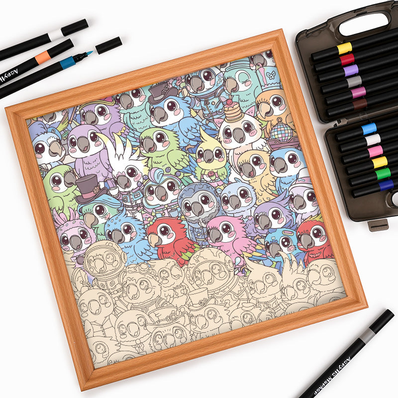 Periquito - Puzzle de madera para colorear