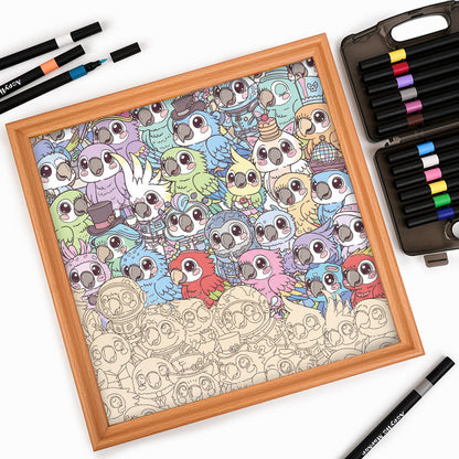 Periquito - Puzzle de madera para colorear