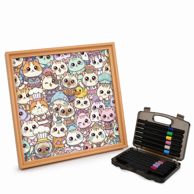 Gatos I - Puzzle de madera para colorear