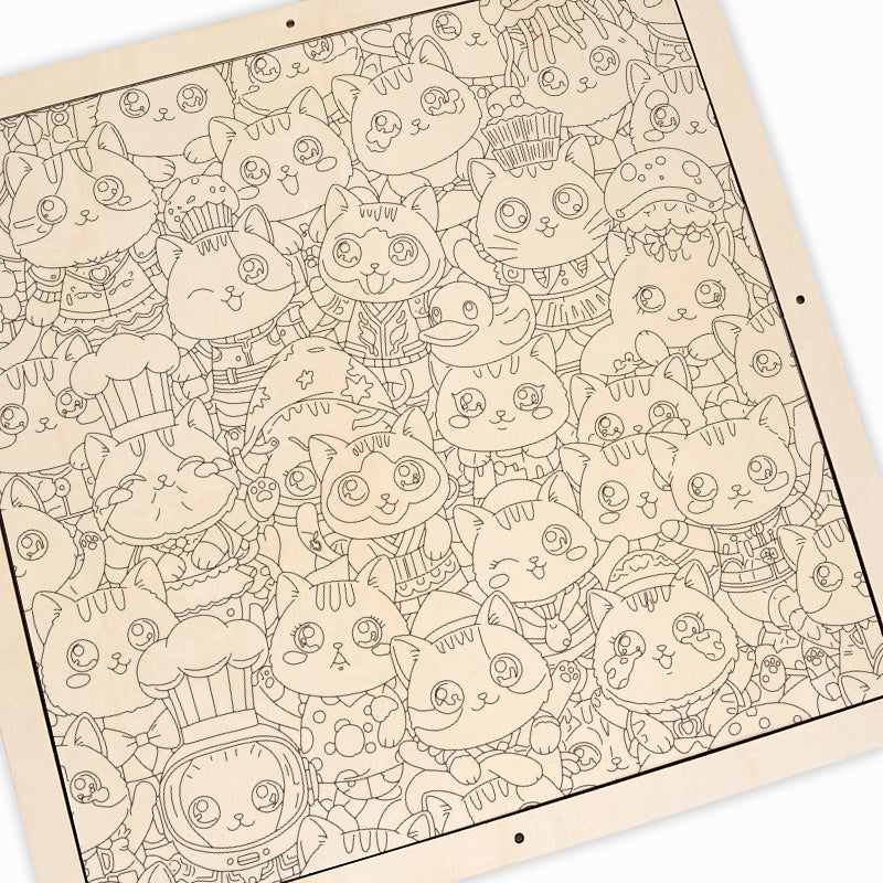 Gatos I - Puzzle de madera para colorear