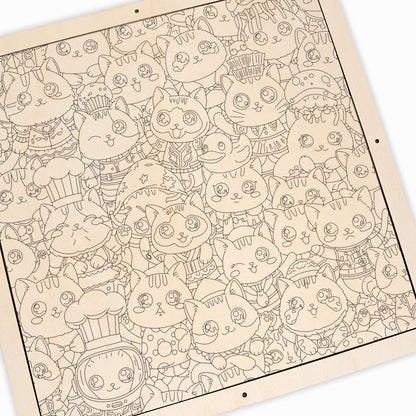 Gatos I - Puzzle de madera para colorear