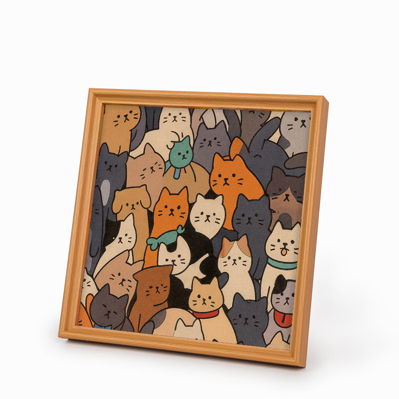 Gatos II - Puzzle de madera para colorear